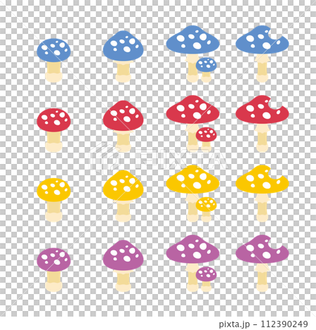 Growing mushroom illustration 4 color set Growing mushroom illustration 4 color set 112390249
