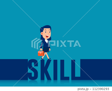 Business skill for positive progress. Business skill development vector concept 112390293