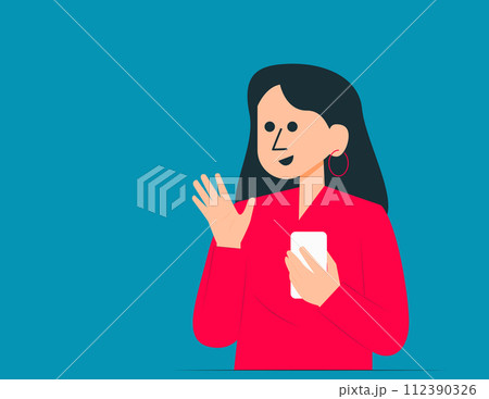 Person holding smartphone with exciting news. Vector illustration concept 112390326