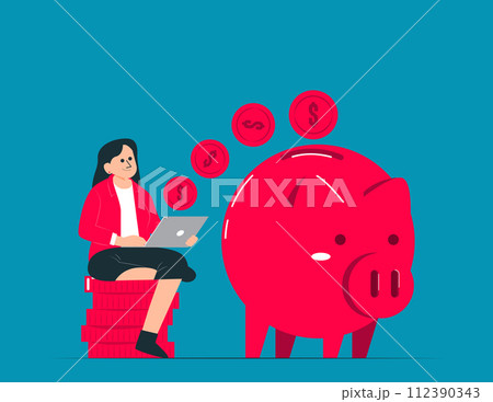 Earn money online. Money incom vector concept Earn money online. Money incom vector concept 112390343