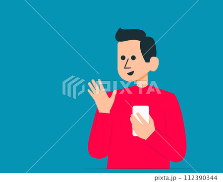 Person holding smartphone with exciting news. Vector illustration concept 112390344