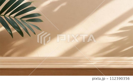 ボタニカル　植物　葉　影　木　シルエット　イメージ　フレーム　背景　AI生成画像　イラスト素材 112390356