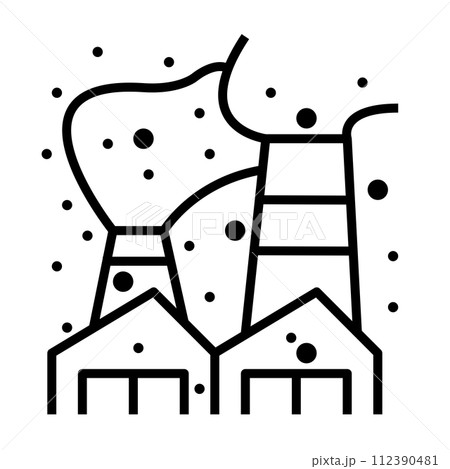 Factory cause particle pollution flat outline 112390481