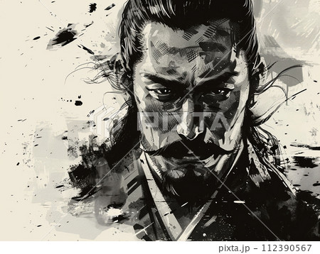 日本の侍 水墨画風イラストのイラスト素材 [112390567] - PIXTA