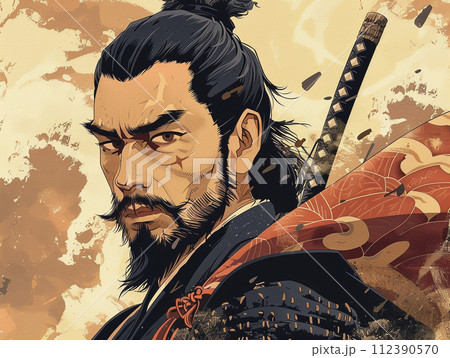 日本の侍 浮世絵風イラストのイラスト素材 [112390570] - PIXTA