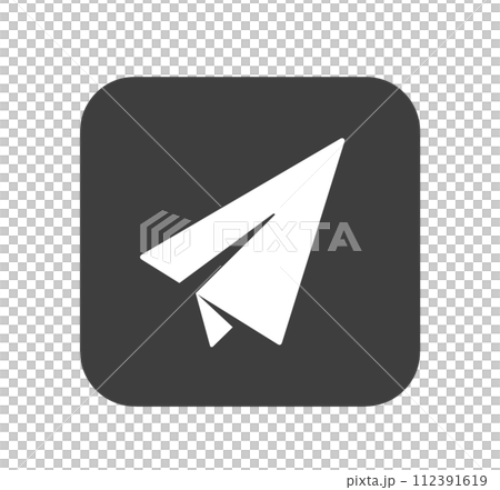 シンプルな黒色の紙飛行機アイコン	 112391619
