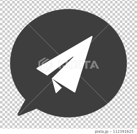 シンプルな黒色の紙飛行機と吹き出し	 112391625