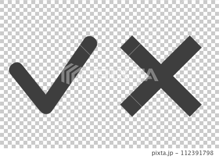 簡單的黑色複選標記和十字標記 112391798