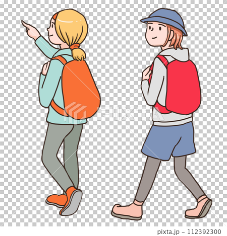 Hiking with a backpack 112392300