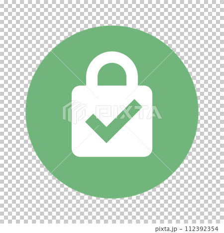 Padlock icon with checkmark. security. vector. 112392354