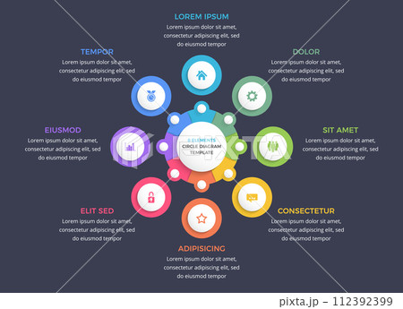Circle Infographic Template - Eight Elements 112392399
