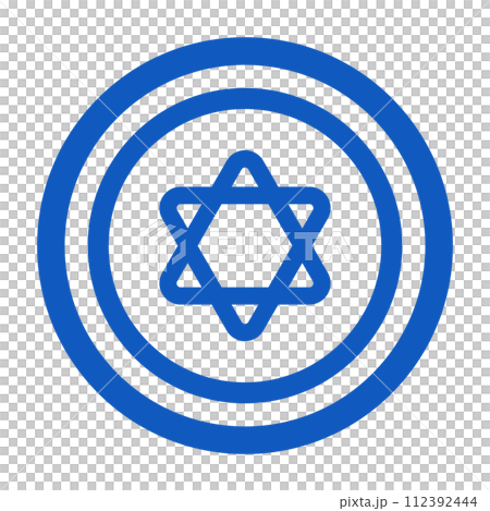 Round Israeli flag mark. Magic circle icon. vector. 112392444