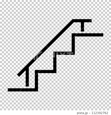 Simple staircase icon with handrail Simple staircase icon with handrail 112392762