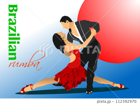 Couple dancing a rumba dance. 3d color vector illustration 112392970