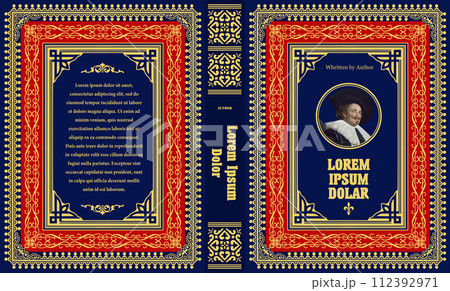 Cover book for medieval novel. Old retro ornament frames. Royal Golden style design. Vintage Border to be printed on the covers of books. Vector illustration Cover book for medieval novel. Old retro ornament frames. Royal Golden style design. Vintage Border to be printed on the covers of books. Vector illustration 112392971