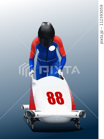 Men team bobsleigh. 3d vector color illustration Men team bobsleigh. 3d vector color illustration 112393059