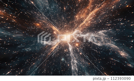 宇宙と星空を行くスピード感をイメージしたアブストラクト背景素材 112393090