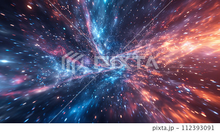 宇宙と星空を行くスピード感をイメージしたアブストラクト背景素材 112393091