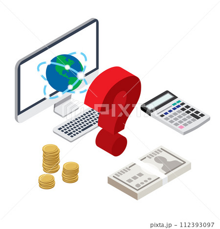 インターネット回線の料金シミュレーションのイラスト インターネット回線の料金シミュレーションのイラスト 112393097