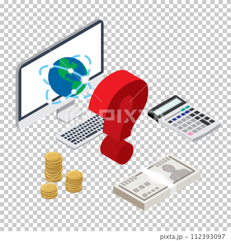 インターネット回線の料金シミュレーションのイラスト インターネット回線の料金シミュレーションのイラスト 112393097