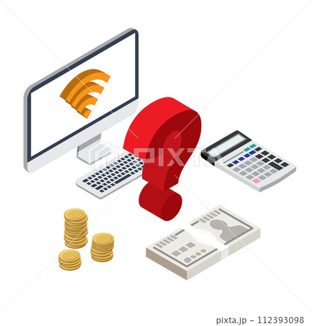 インターネット回線の料金シミュレーションのイラスト インターネット回線の料金シミュレーションのイラスト 112393098