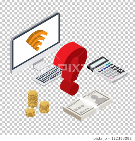インターネット回線の料金シミュレーションのイラスト インターネット回線の料金シミュレーションのイラスト 112393098