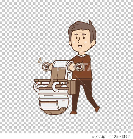 Senior man walking with a robot chair [Living with a robot, wheelchair, relaxing, walking, going out] Illustration 112393392