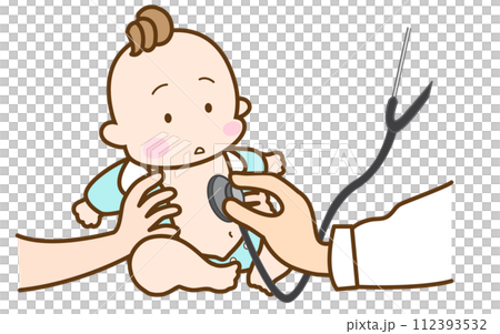 baby being examined with a stethoscope baby being examined with a stethoscope 112393532