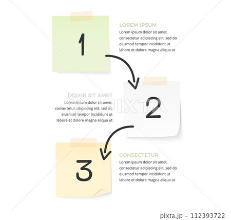 Infographic Template with 3 Steps with Paper Notes Infographic Template with 3 Steps with Paper Notes 112393722