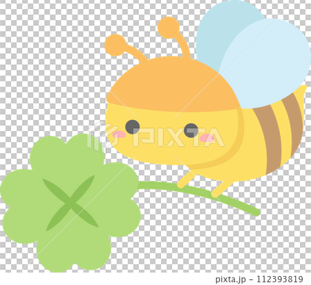 可愛的蜜蜂和三葉草插圖 可愛的蜜蜂和三葉草插圖 112393819