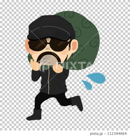 Illustration of a full-body black man who commits burglary/thief [full body] 112394664