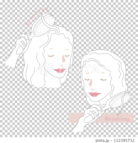 髪をブラッシングしている女性・ブラッシング 112395712