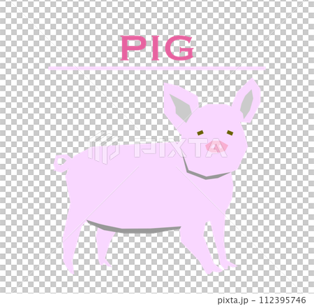 Illustration of a polygon-shaped cute pink pig 112395746