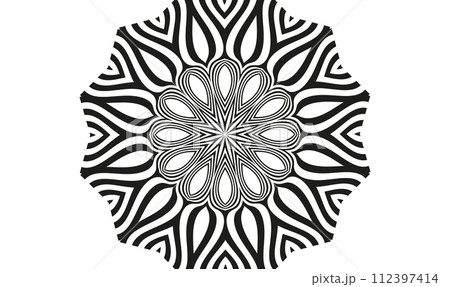Design elements. Striped round black and white frame on white background Design elements. Striped round black and white frame on white background 112397414