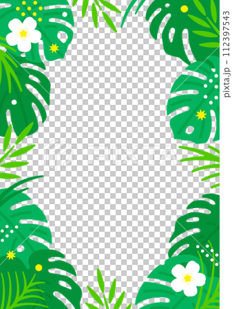 Tropical atmosphere. green leaves. A frame background material reminiscent of a southern island. Tropical atmosphere. green leaves. A frame background material reminiscent of a southern island. 112397543