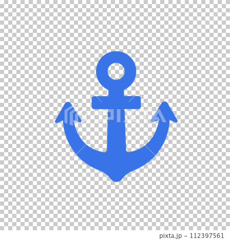 青いマリンマーク。碇のアイコンイラスト素材。 112397561