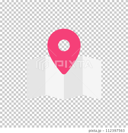 ピンと地図。GPS情報。マップのアイコンイラスト素材。 ピンと地図。GPS情報。マップのアイコンイラスト素材。 112397563