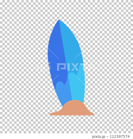 サーフボードのイラスト。おしゃれでシンプルなかわいいアイコン素材。 112397574
