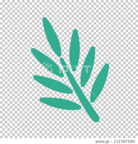 棕櫚葉的插圖。時尚簡約可愛的圖示素材。 112397580