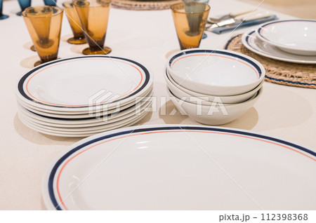 Elegant Tableware Set on Dining Table 112398368