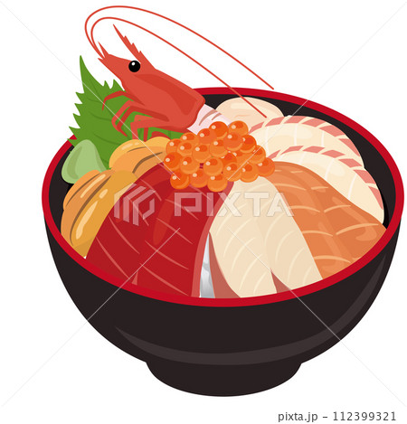 【ベクター】マグロやウニ・イクラなど新鮮な具材を贅沢にのせた豪華海鮮丼のイラスト(単品) 【ベクター】マグロやウニ・イクラなど新鮮な具材を贅沢にのせた豪華海鮮丼のイラスト(単品) 112399321