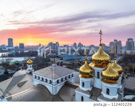 Church of St. Nicholas in Yekaterinburg. Aerial view 112401229