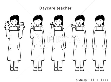 女性保育士の全身イラスト素材セット 112401444