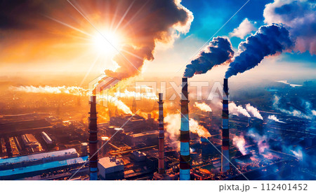 Pollution From Industrial Fumes and Global Warming - Generative Ai 112401452