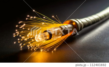 Fiber Optic Data Cable with Visible Glowing Wires - Generative Ai 112401692