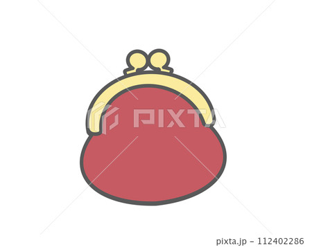 赤いがま口の財布のシンプルなアイコン 112402286