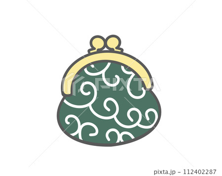 唐草模様のがま口財布のシンプルイラスト 112402287