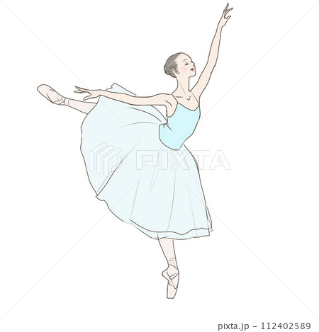 水色の衣装を着て踊るバレリーナのイラスト素材 [112402589] - PIXTA