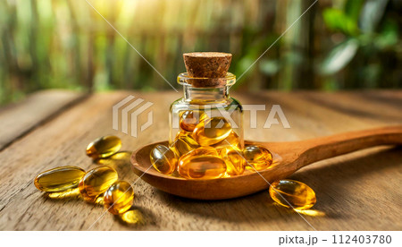 Fish Oil Omega 3 Capsules Vitamin with EPA and DHA - Generative Ai 112403780