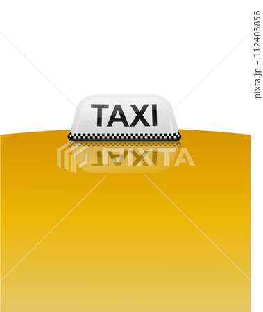 Taxi car roof sign yellow Banner advertising with reflection. Realistic illustration isolated on white. Vector 112403856